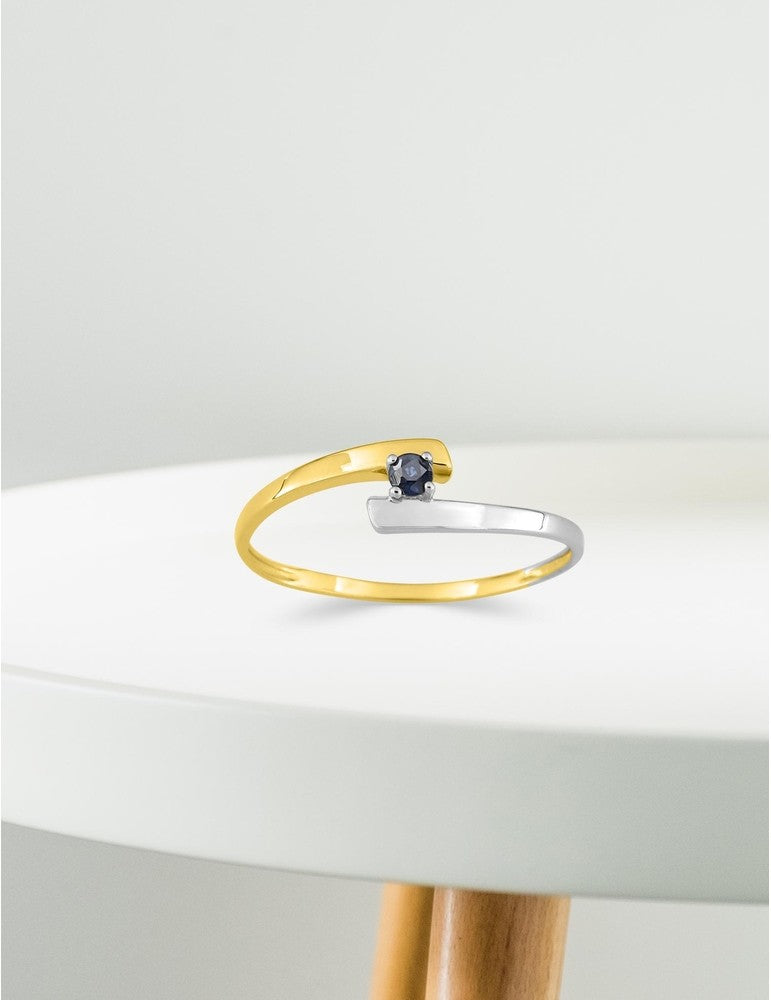 Bague bicolore en or 9ct et saphir 422-65