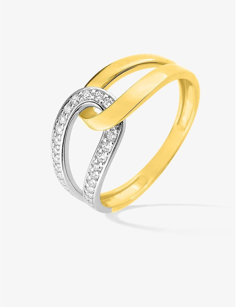 Bague bicolore en or 9ct avec zirconiums 421-237