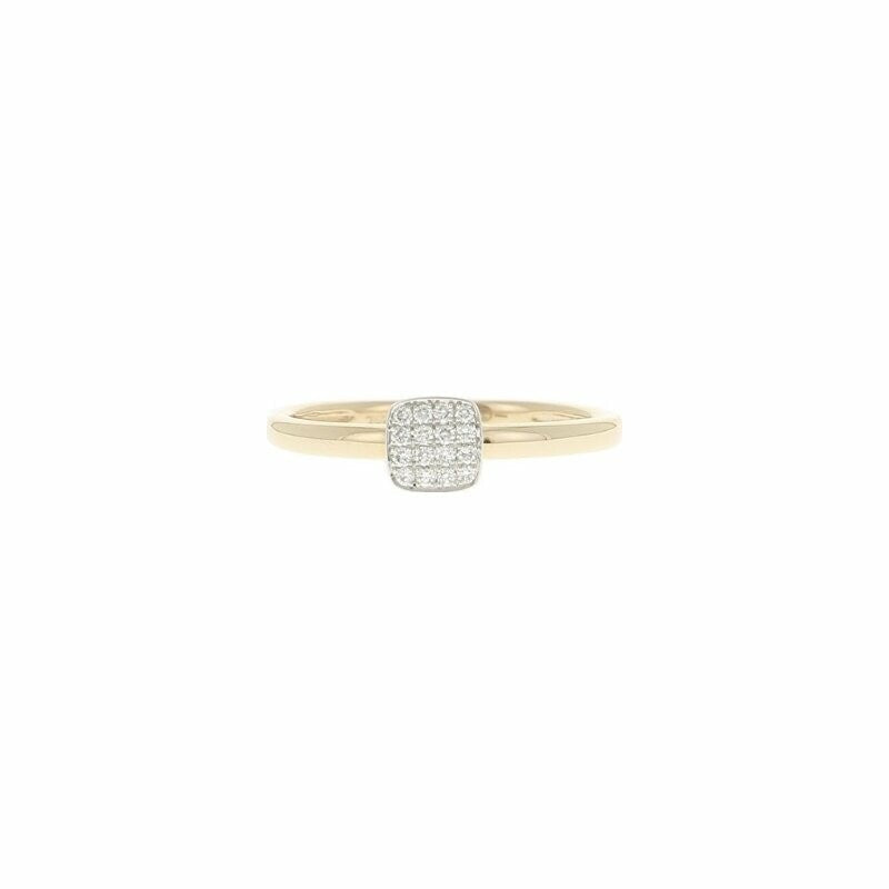 Bague Mini bicolore coussin en or rose, or blanc et diamants