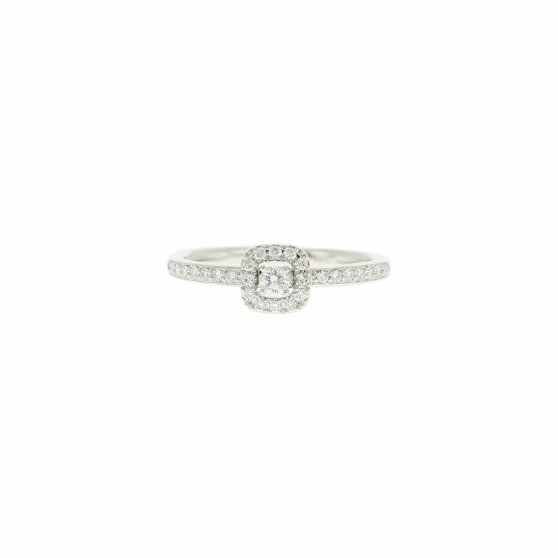 Bague Mini Coussin en or blanc et diamants