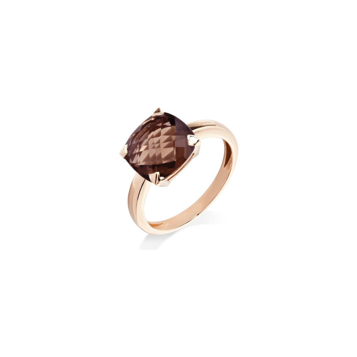 Bague  petit modèle en or rose et quartz fumé