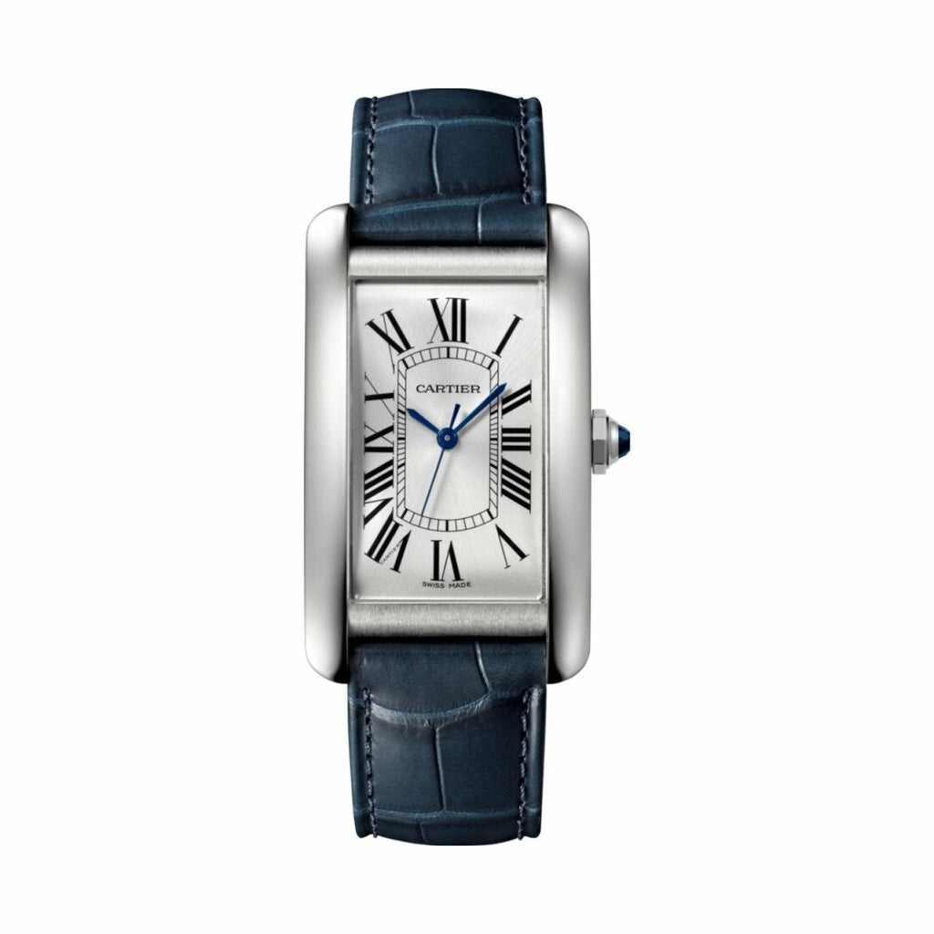 Montre Tank Américaine Grand modèle, acier, cuir