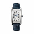 Montre Tank Américaine Grand modèle, acier, cuir