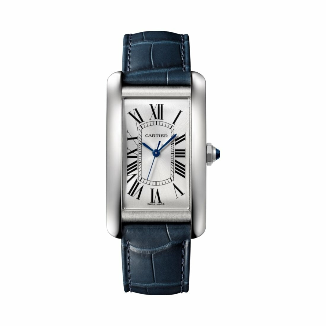 Montre Tank Américaine Grand modèle, acier, cuir