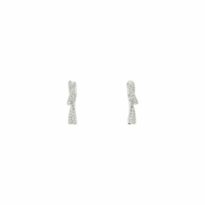 Boucles d'oreilles créoles liens serti en or blanc et diamants