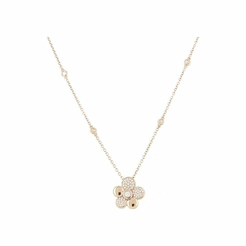 Collier Fleur serti en or rose et diamants