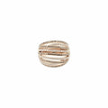Bague Multi-ligne en or rose, diamants blancs, bruns et noirs