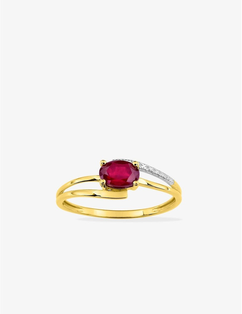 Bague bicolore en or 9ct et rubis 412-49
