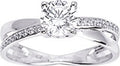 Bague solitaire accompagné en or blanc 9ct et zirconiums 404-57