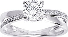 Bague solitaire accompagné en or blanc 9ct et zirconiums 404-57