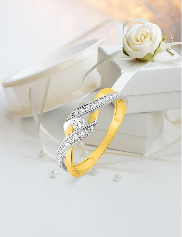 Bague bicolore en or 9ct et zirconiums 421-236