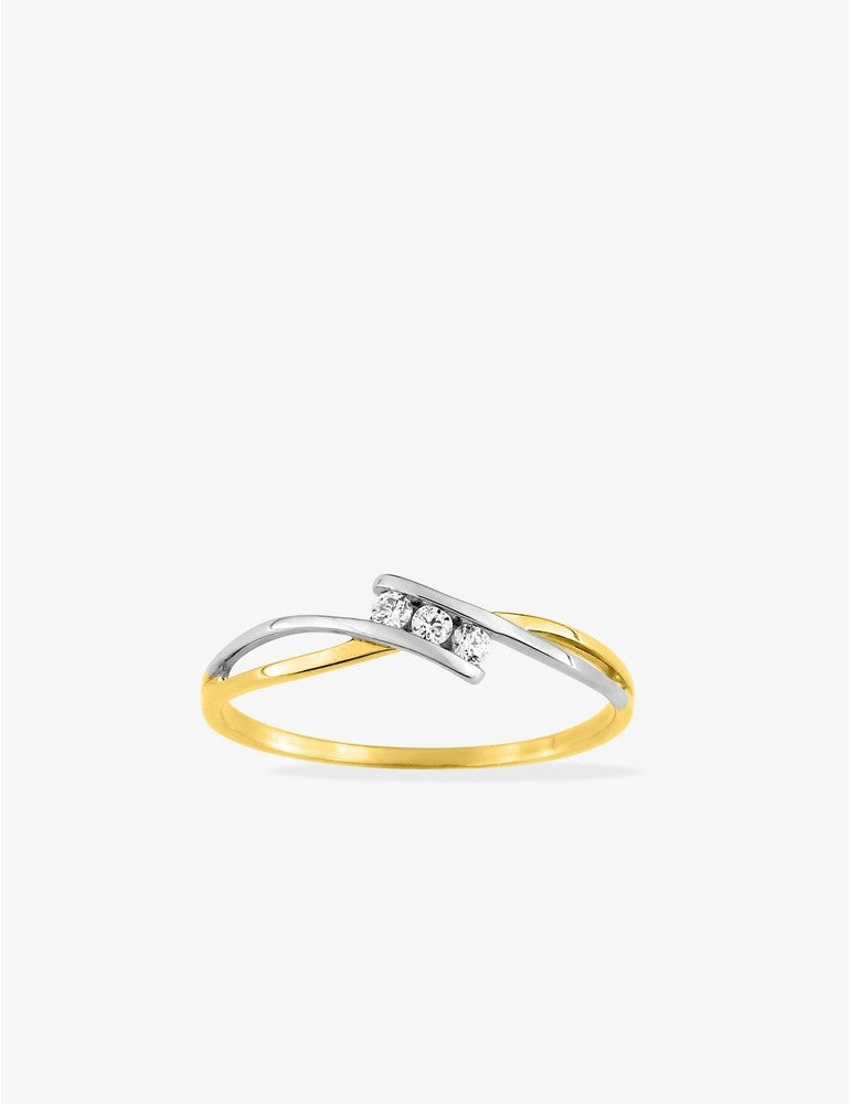 Bague bicolore en or 9ct et zirconiums 421-192