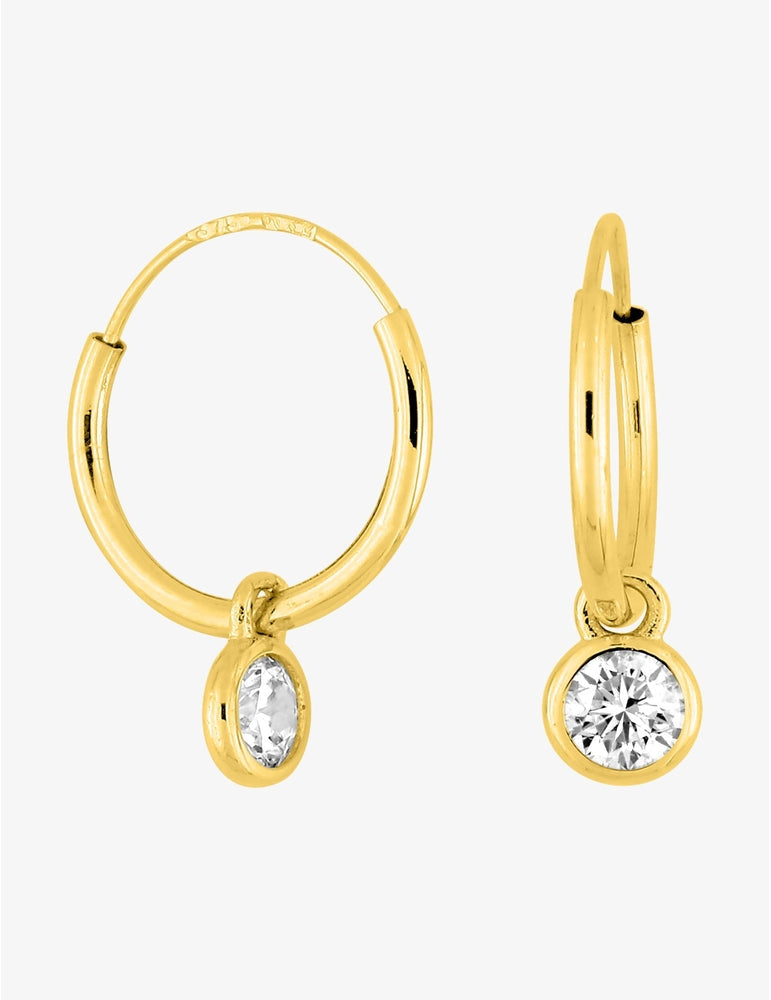 Boucles d'oreilles créoles en or jaune 18ct et zirconiums 380-222