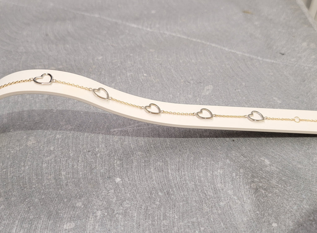 Bracelet coeur en or 18 ct bicolore 342-168