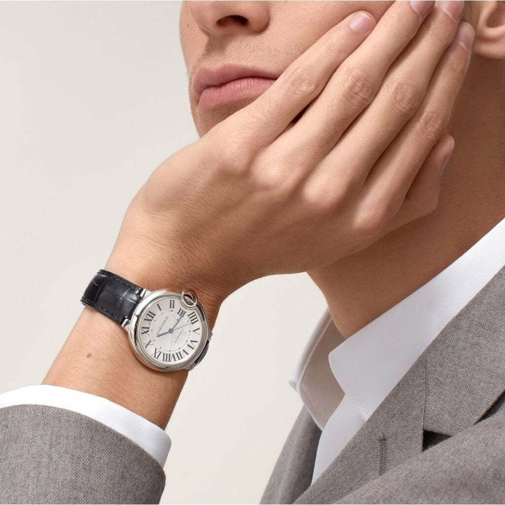Montre Ballon Bleu de Cartier 36 mm, acier, cuir