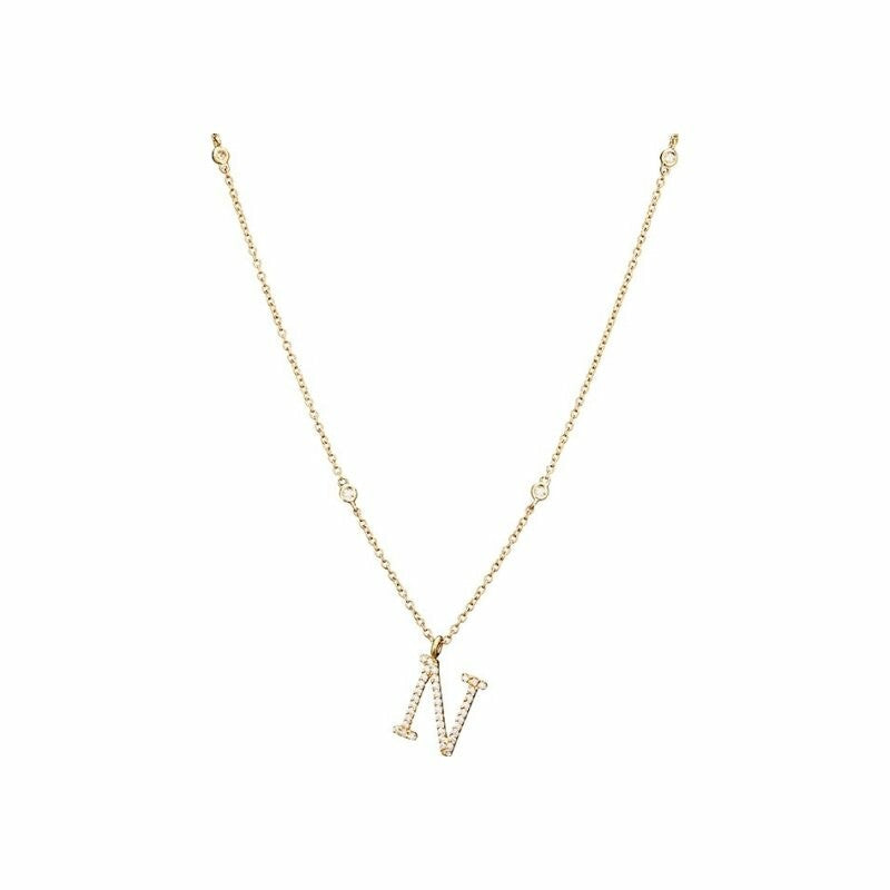 Collier Lettre N serti en or jaune et diamants