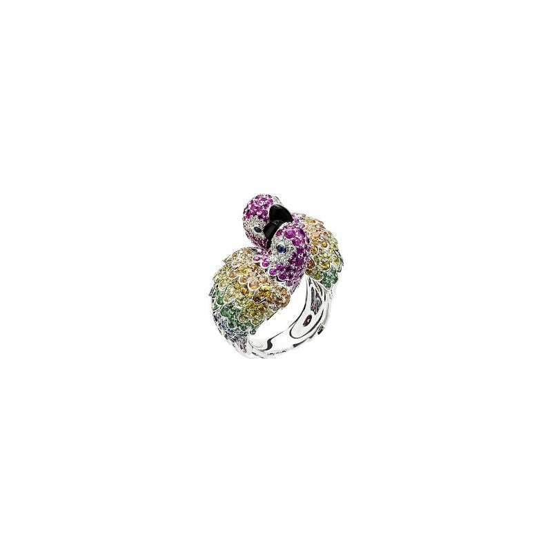 Bague Les Inséparables en or blanc, diamants et pierres fines