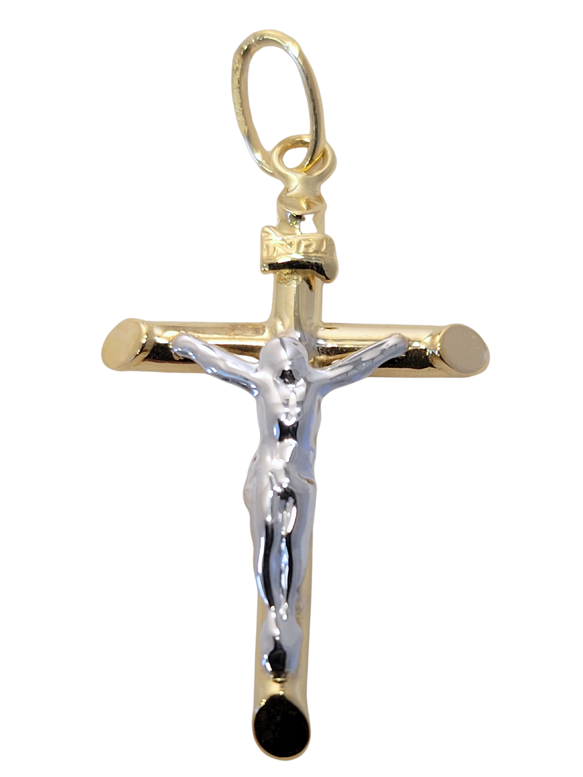 Pendentif Croix en or bicolore avec Christ 18ct 369-316