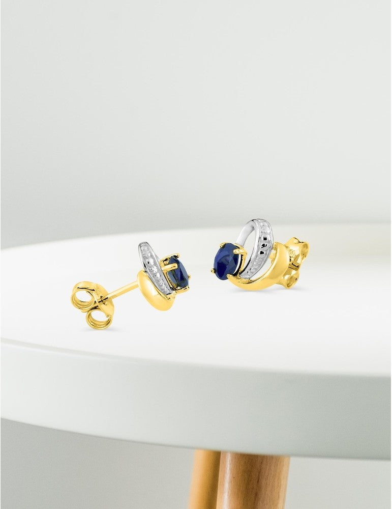 Boucles d'oreilles en or 9ct + saphir 2JF10BS