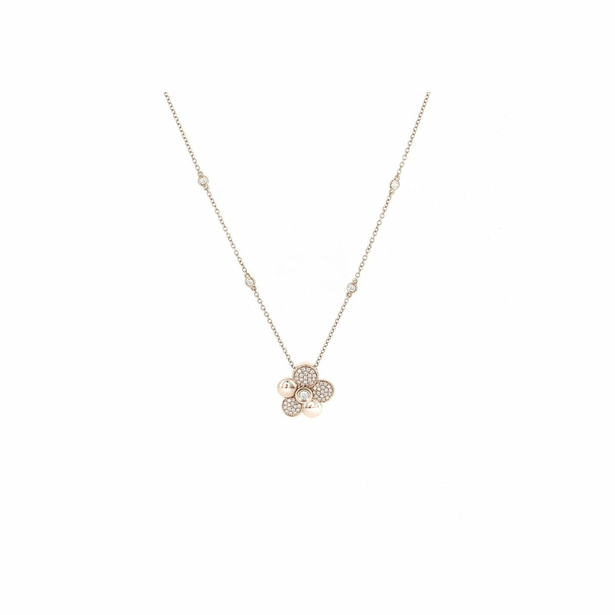 Collier Fleur serti en or rose et diamants