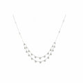 Collier double chaînes serti clos en or blanc et diamants