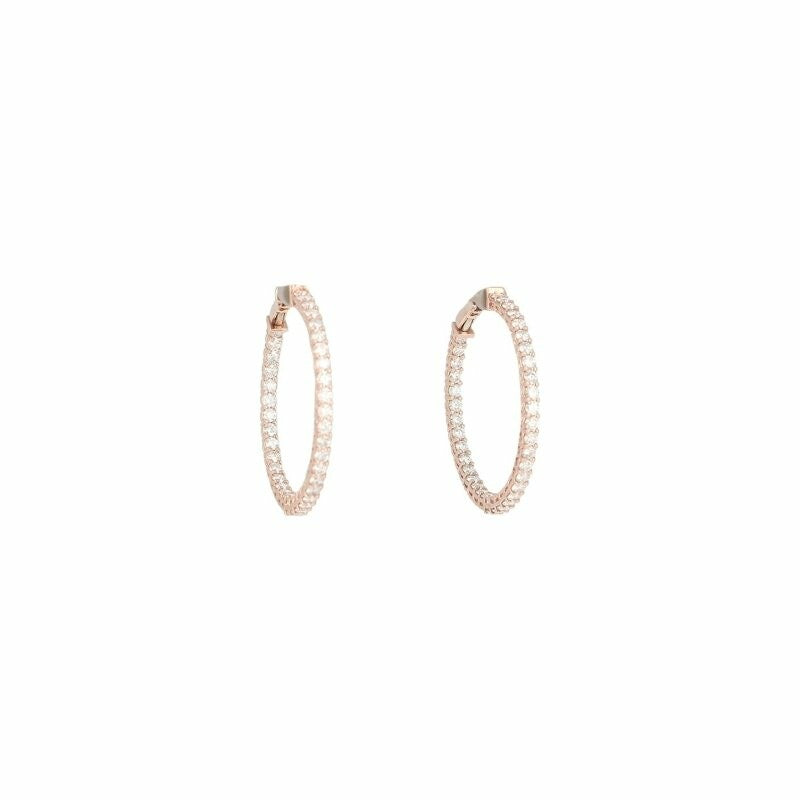 Boucles d'oreilles créoles serti Intérieur/Extérieur en or rose et diamants