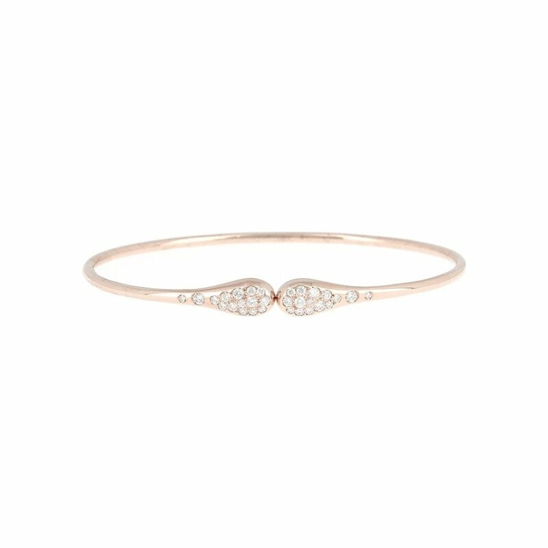 Bracelet jonc Poire serti en or rose et diamants