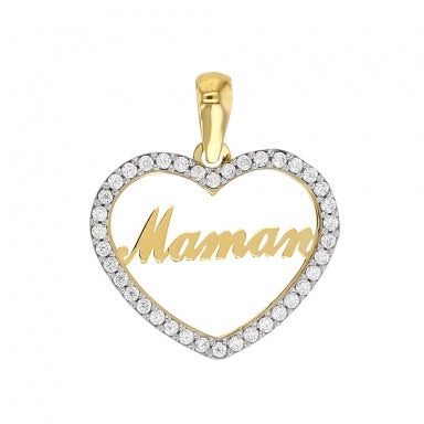 Pendentif "Maman" en or 9ct + zirconiums 463-38