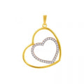 Pendentif double coeurs réversible en or 9ct + zirconiums 463-39