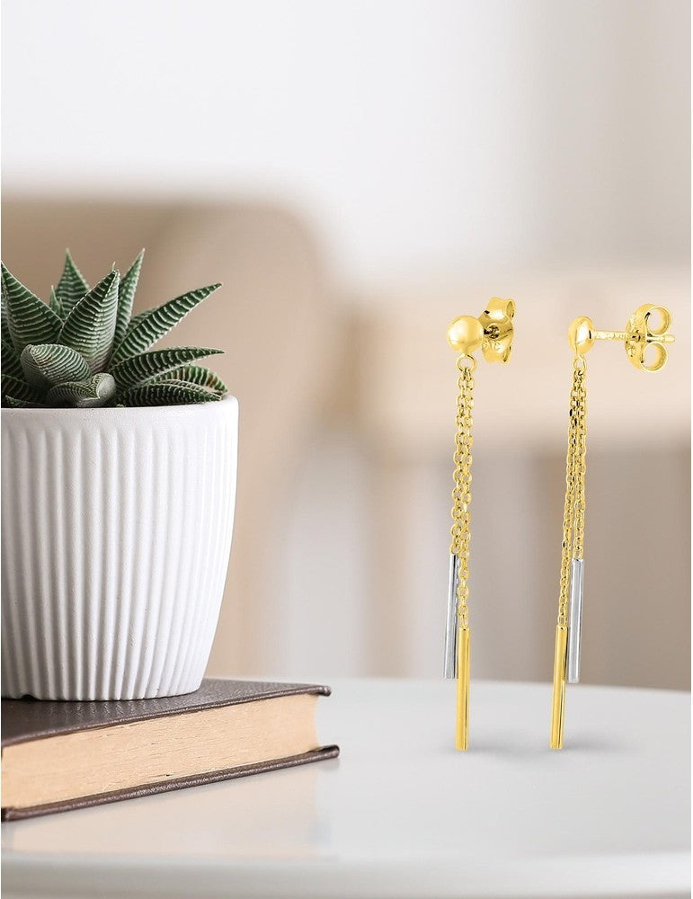 Boucles d'oreilles bicolore en or 9ct 482-61