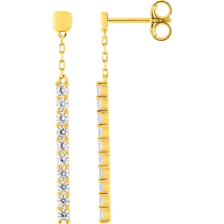 Boucles d'oreilles en or bicolore + zirconiums 9ct 482-86