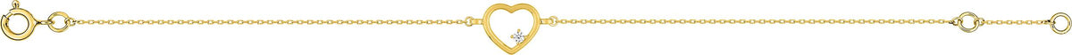 Bracelet coeur en or jaune 9ct et zirconium 440-47