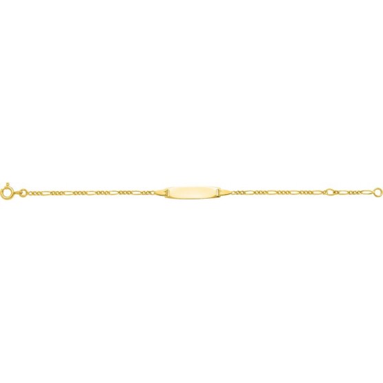 Gourmette bébé en or 18ct maille figaro et plaque ovale 446J104