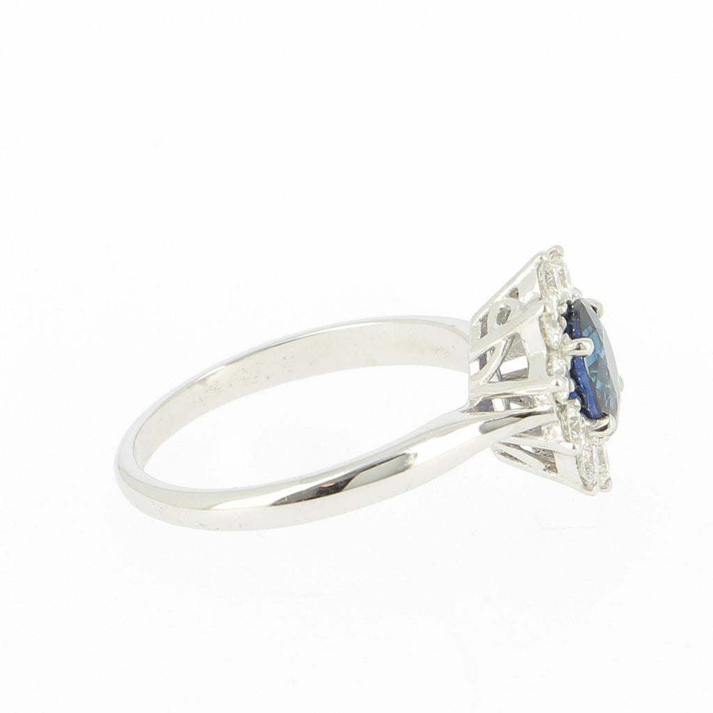 Bague Marguerite en or blanc, saphir et diamants
