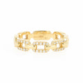 Bague Chaîne en or jaune, 3 maillons sertis de diamants