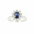 Bague Marguerite en or blanc, saphir et diamants