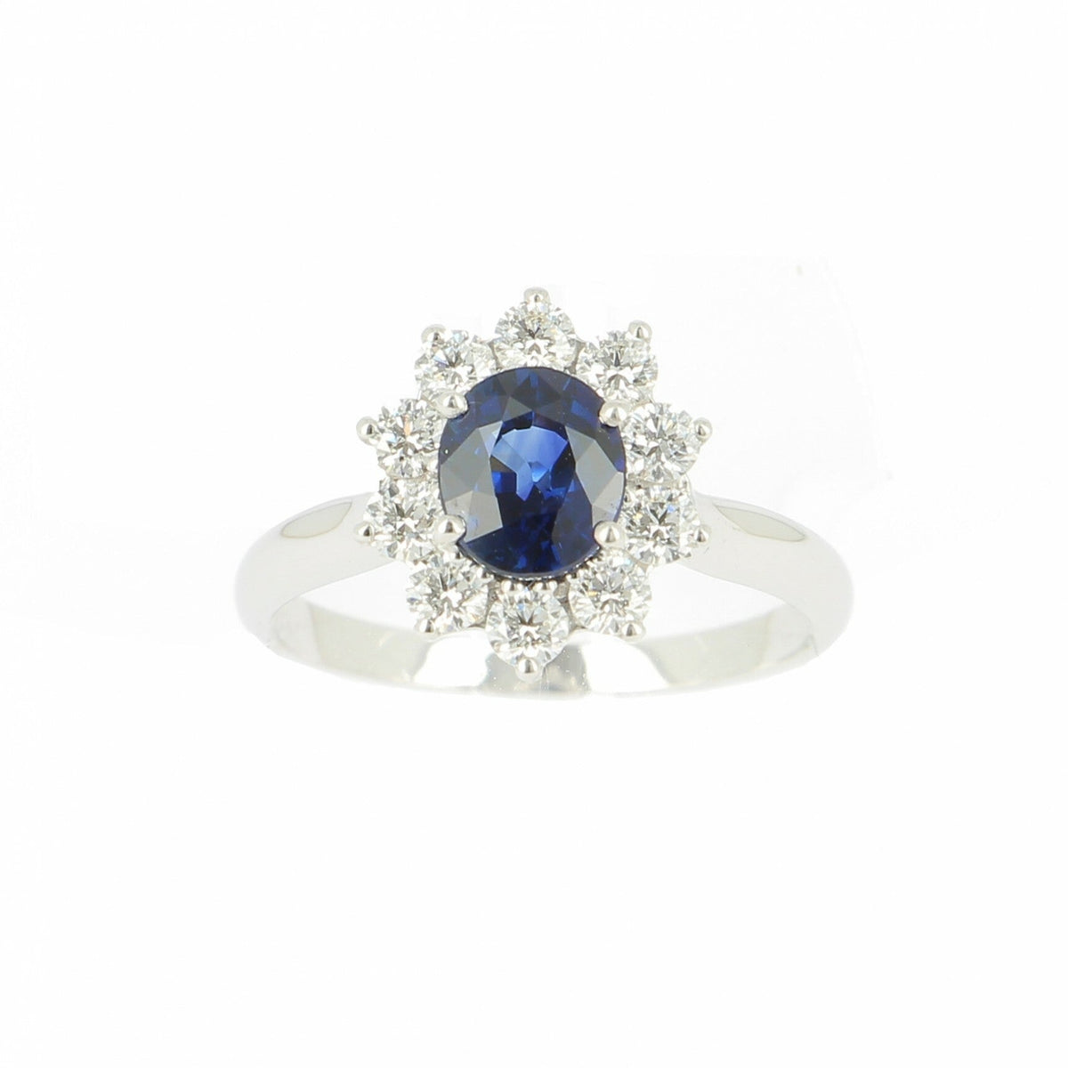 Bague Marguerite en or blanc, saphir et diamants