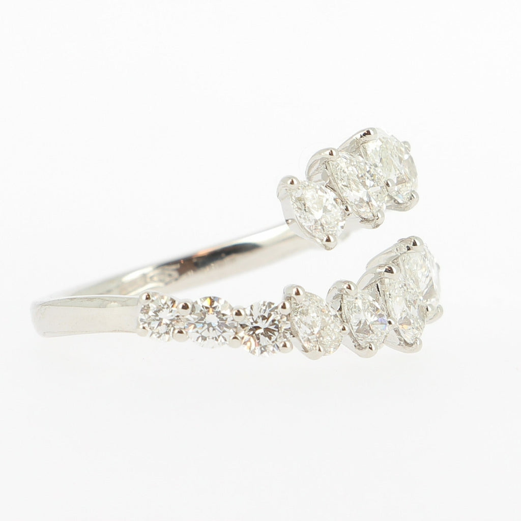 Bague Toi et Moi en Or Blanc, serti de Diamants Poires et Ronds