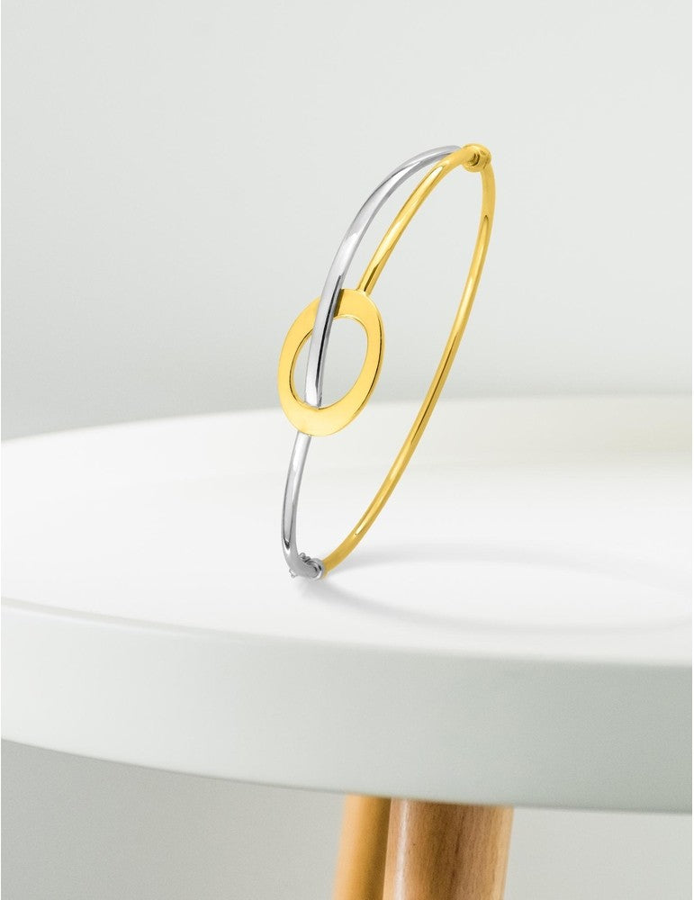 Bracelet jonc ouvrant bicolore en or 9ct 482-91