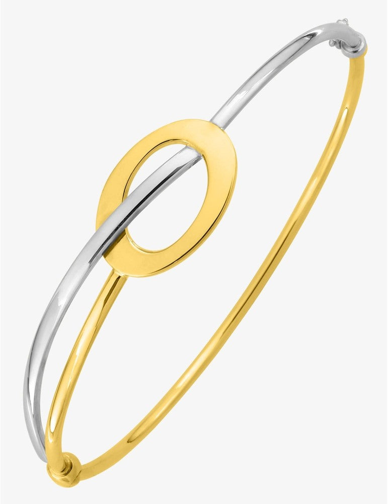 Bracelet jonc ouvrant bicolore en or 9ct 482-91