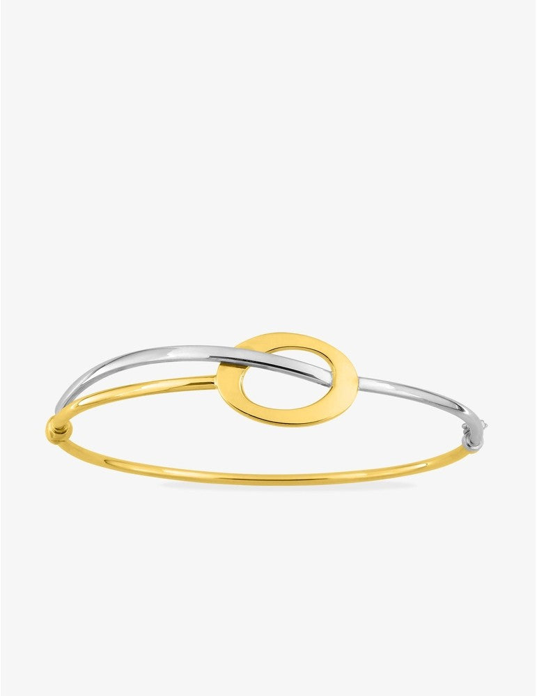 Bracelet jonc ouvrant bicolore en or 9ct 482-91