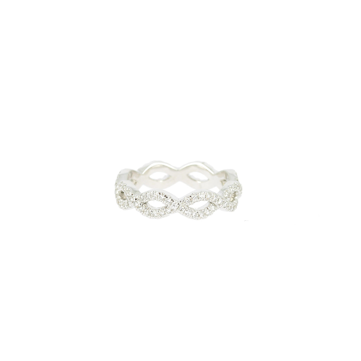 Bague Torsade or blanc serti de diamants
