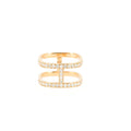 Bague Double Carré or rose serti demi diamants