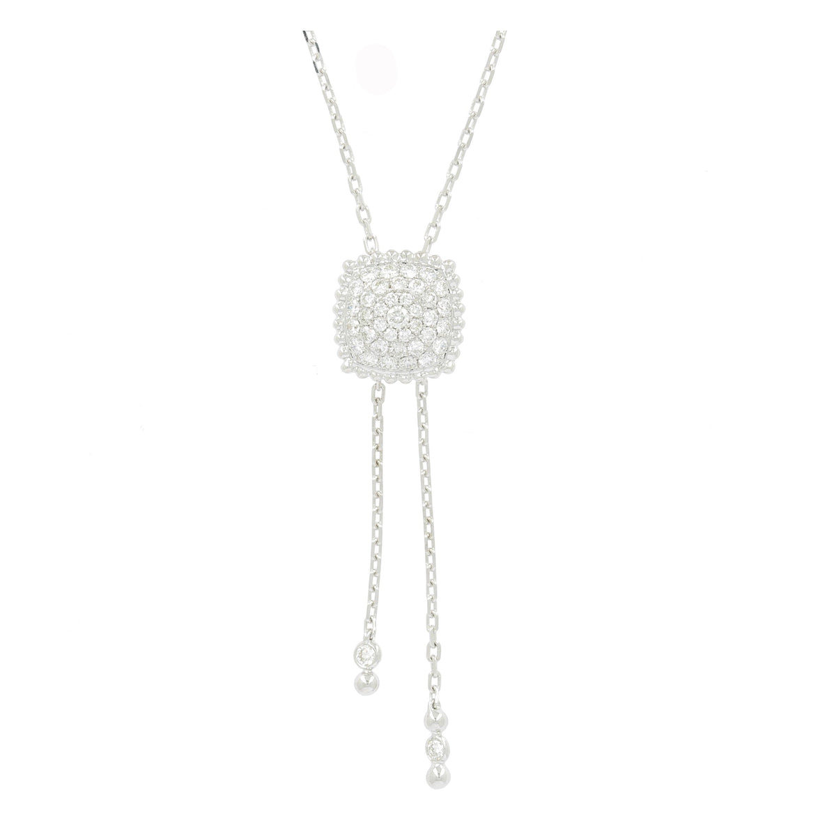 Collier Cravatte or blanc Carree serti de diamants