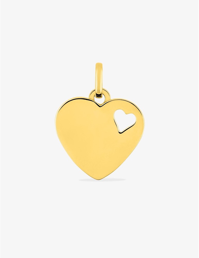 Coeur à graver + coeur ajouré en or jaune 9ct 469-322