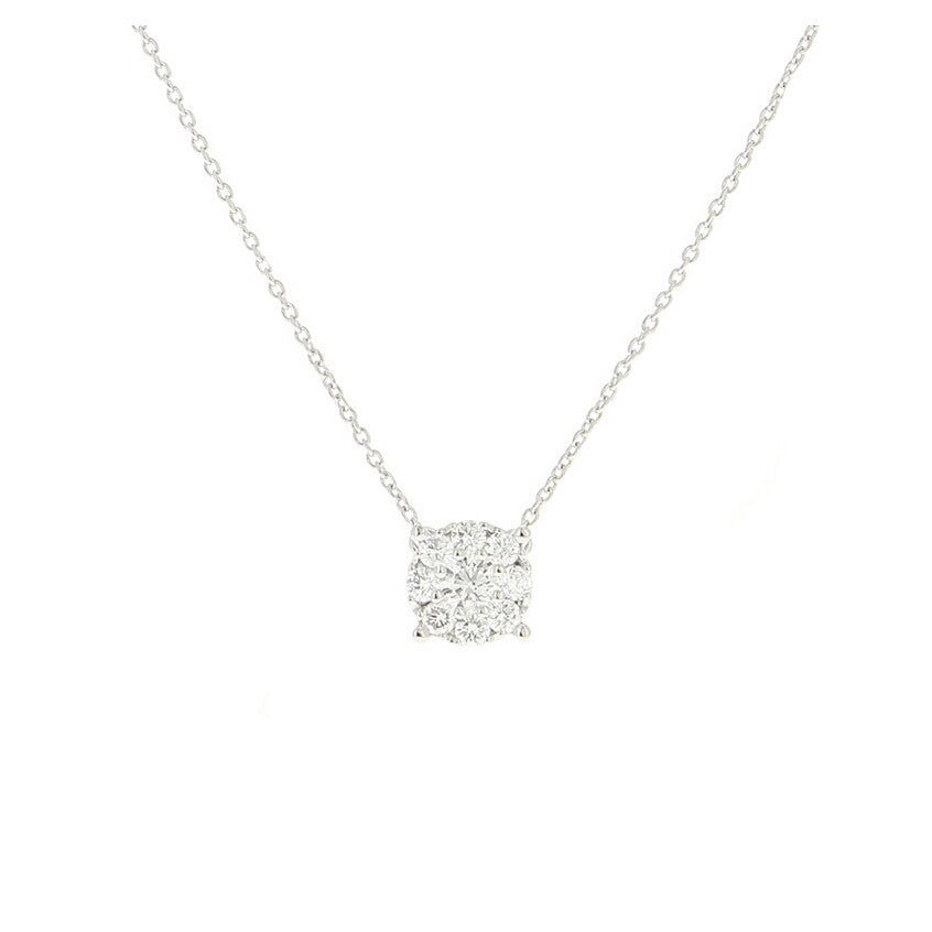 Collier Illusion Rond en or blanc et diamants