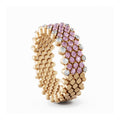 Bague Multitailles Brevetto or rose demi serti saphirs rose et 2 lignes de diamants blanc