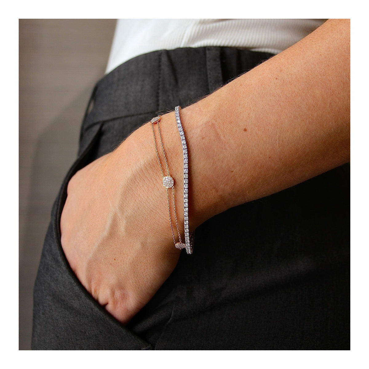 Bracelet Mini Ronds en or rose et diamants