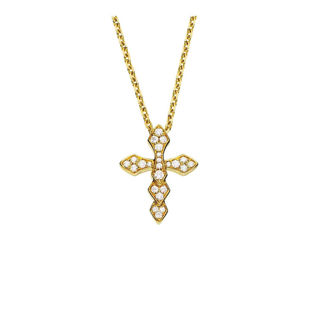 Pendentif Akillis Croix Python sur chaine or jaune et diamants