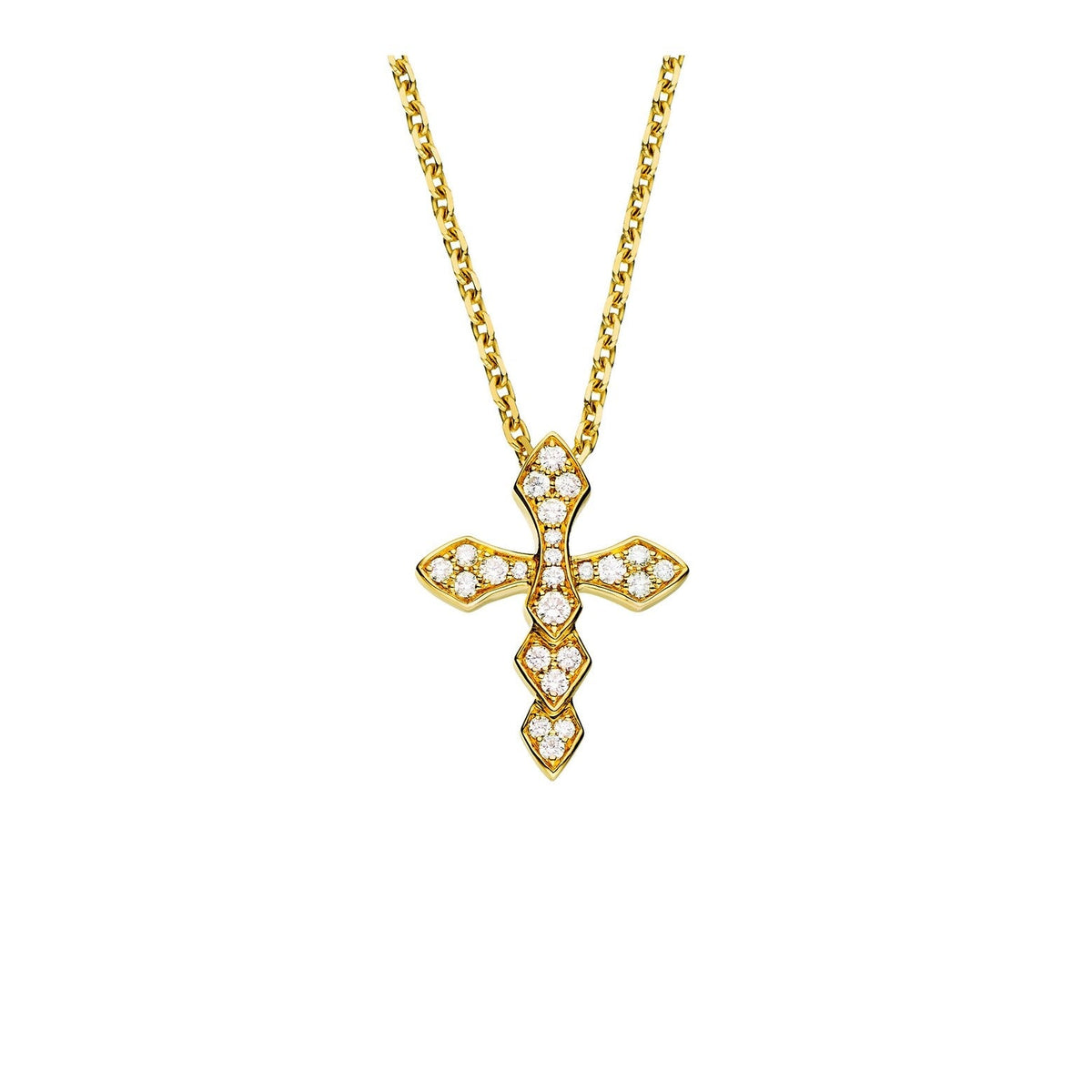 Pendentif Akillis Croix Python sur chaine or jaune et diamants